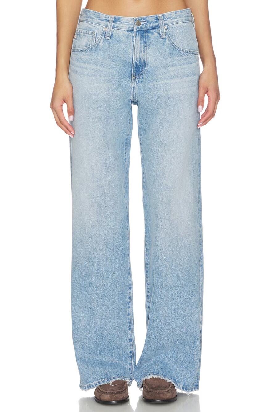 ag jeans adriano goldschmied adria low rise wide leg light wash jeans